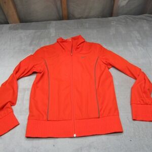 Nike Jacket Womens Small 4-6 Orange Mesh Lined Light Packable Rain Full Zip VTG